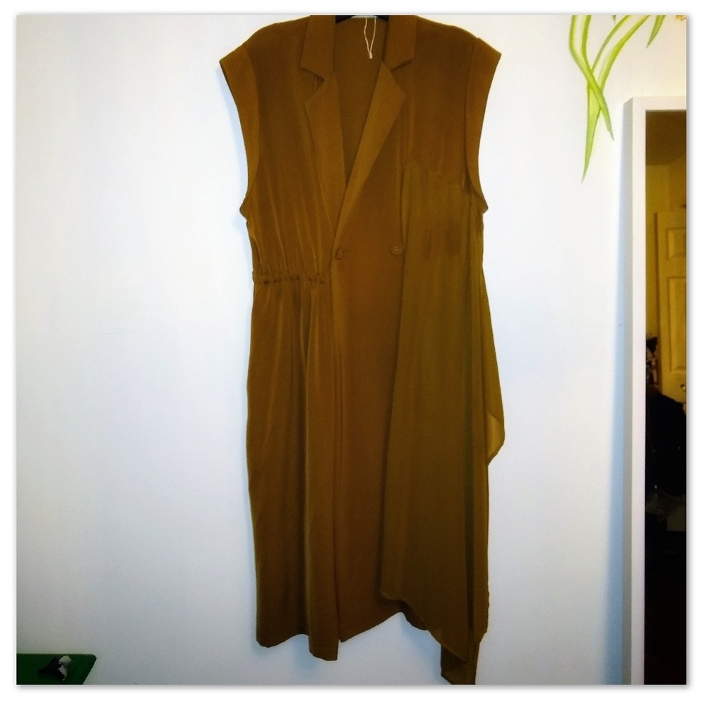 Brown Long Sleeveless Vest